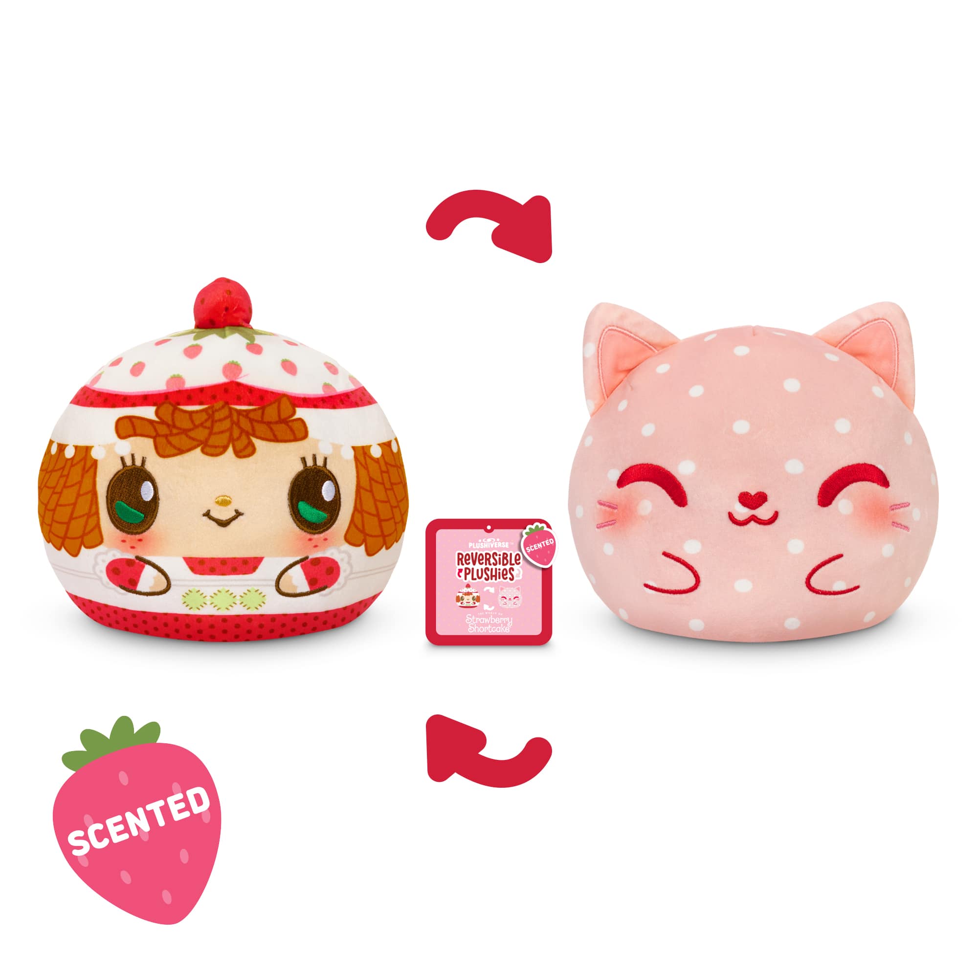 TeeTurtle 4" Strawberry Shortcake & Custard Scented Reversible Plushie